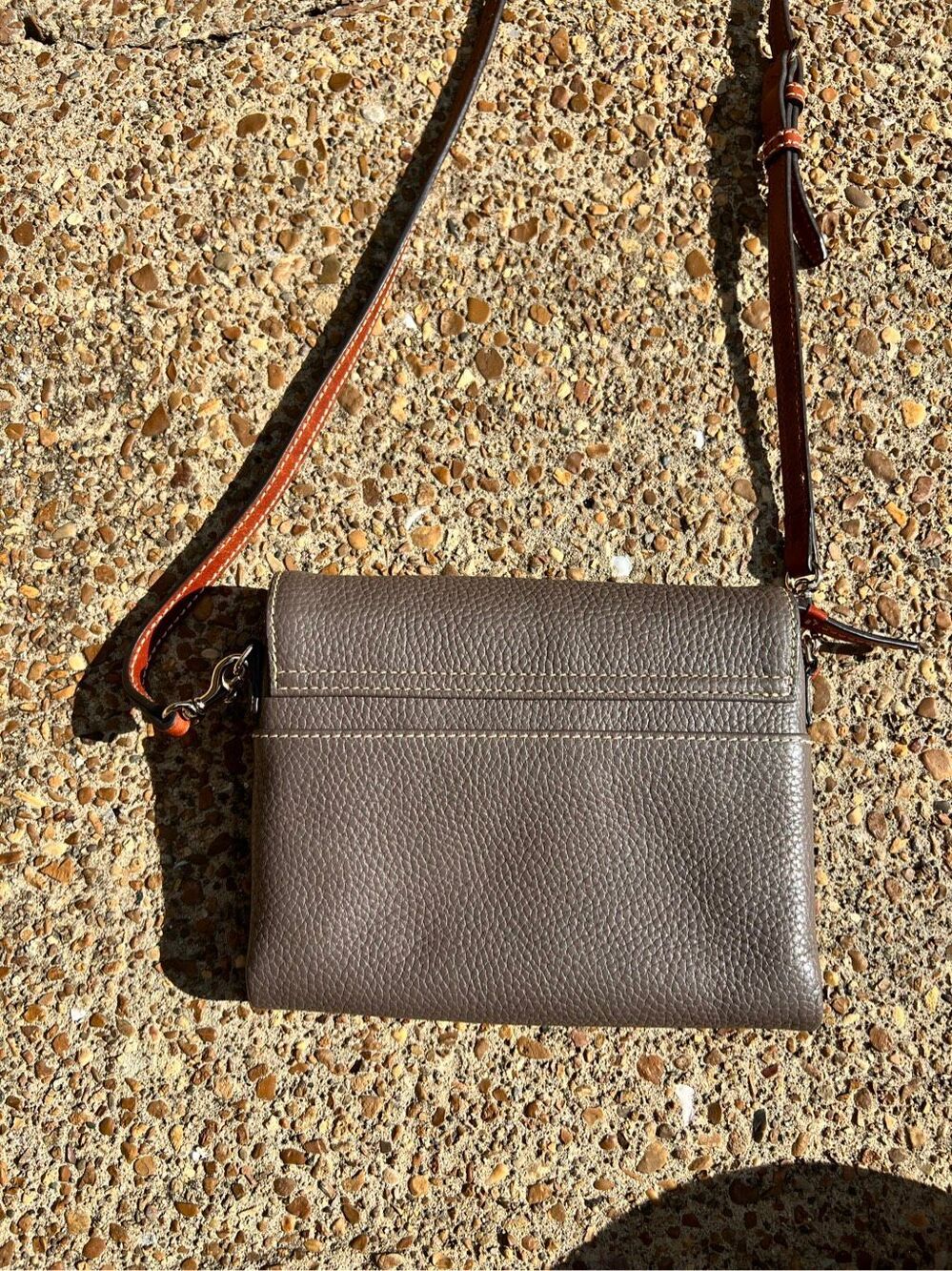 Dooney & Bourke Gray Pebble Grain Crossbody Handbag Purse Italian leather $338 - Picture 6 of 8